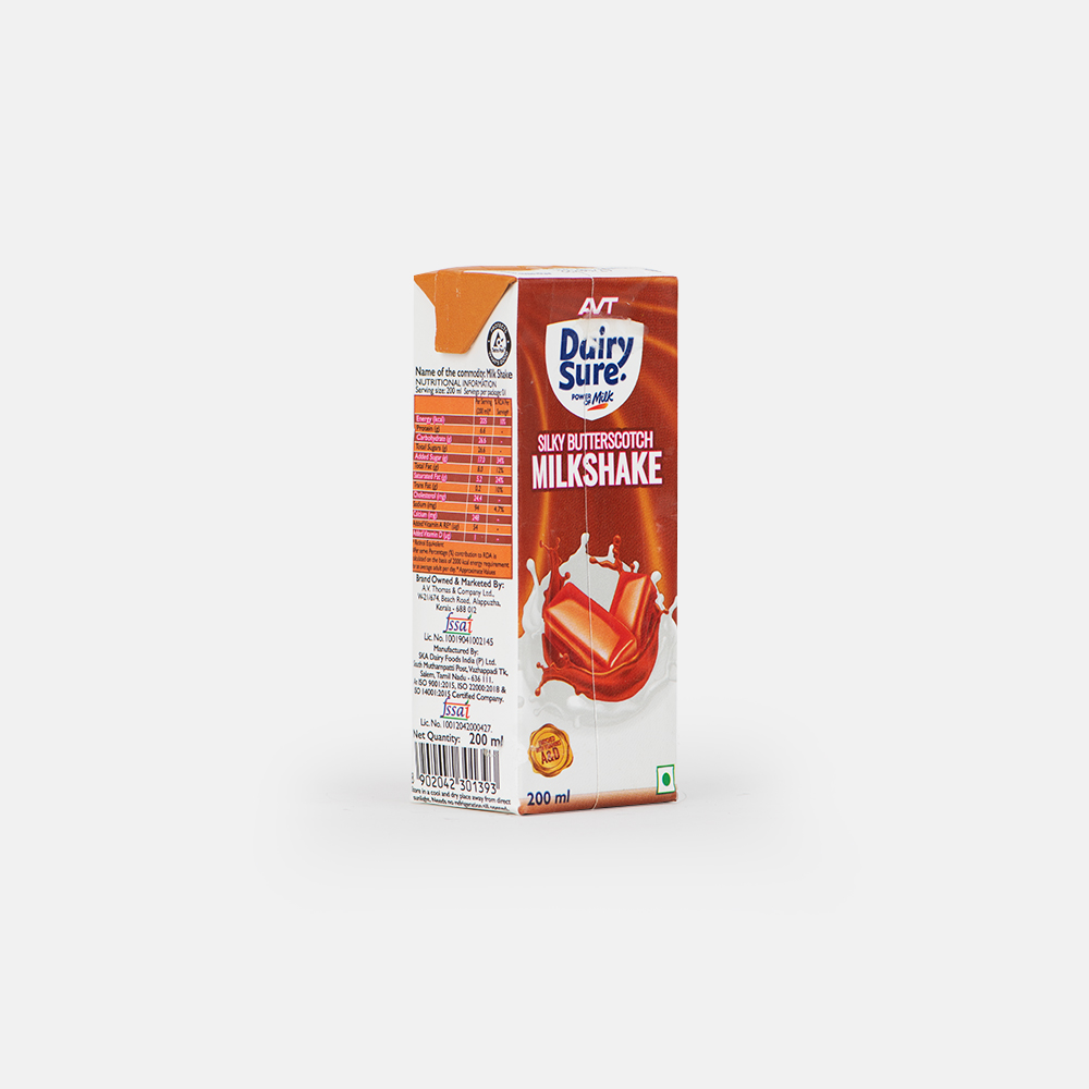 AVT Dairy Sure Silky Butterscotch Milkshake 200ml Tetra Pack